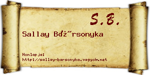 Sallay Bársonyka névjegykártya